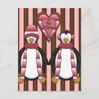Be Mine Penguins - Customized Holiday Postcard