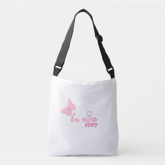 Be Mine Pink Butterfly Valentine's Day Tote Bag (Front)