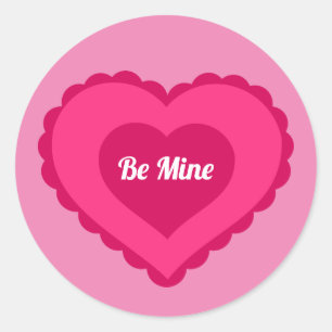 Be Mine Pink Valentine's Day Heart Stickers Seals