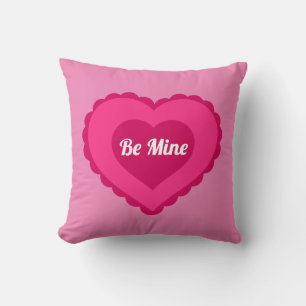 Be Mine Pink Valentine's Day Heart Throw PIilow Pillow