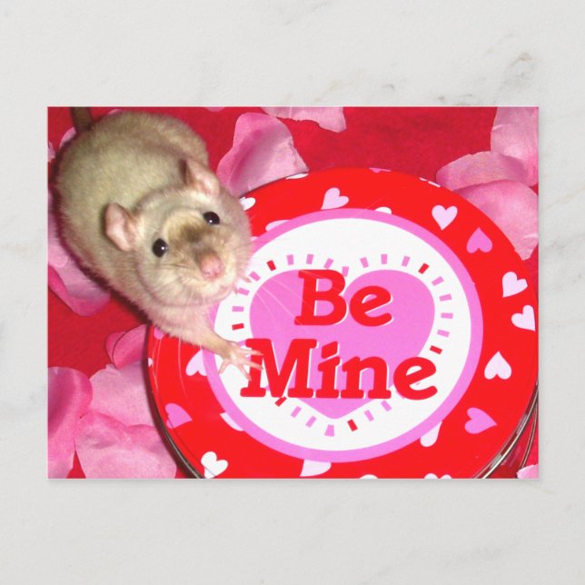 Be Mine postcard for rat lovers! (Front)