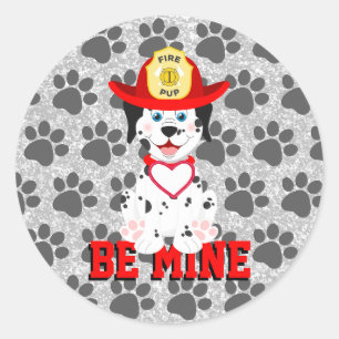 Be Mine Puppy Valentine Classic Round Stickers