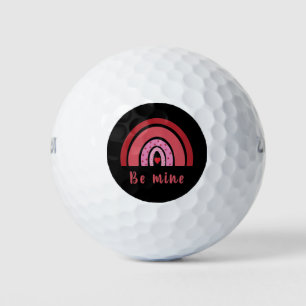 Be Mine Rainbow Heart Valentine's Day I Love You Golf Balls