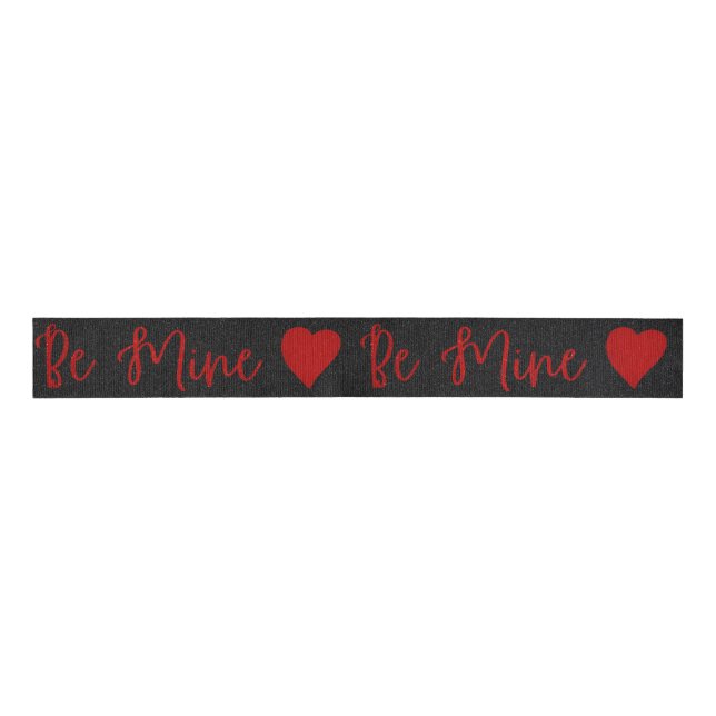 Be Mine Red Glitter Valentine's Grosgrain Ribbon (Front)
