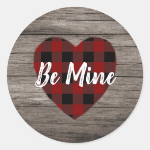 Be Mine Red Heart Valentines Day Barn Wood Classic Round Sticker