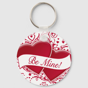 Be Mine! Red Hearts Keychain
