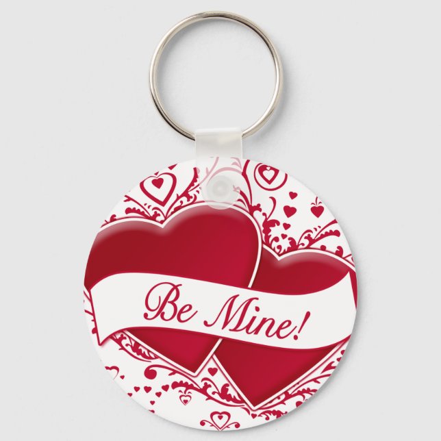 Be Mine! Red Hearts Keychain (Front)