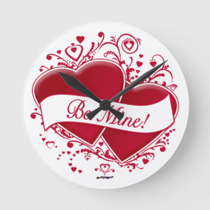 Be Mine! Red Hearts Round Clock