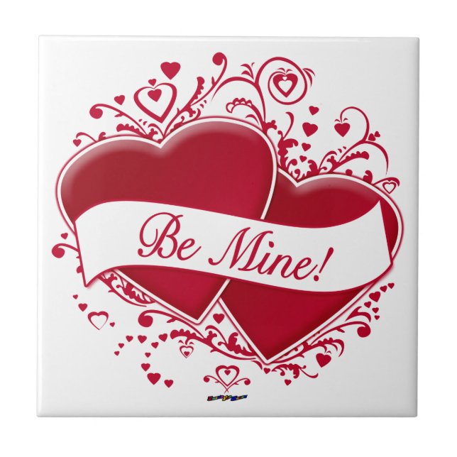 Be Mine! Red Hearts Tile (Front)