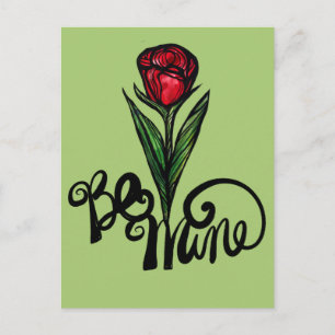 Be Mine Red Rose Valentine Postcard
