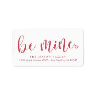 Be Mine Red Script - Custom Background Colour Label