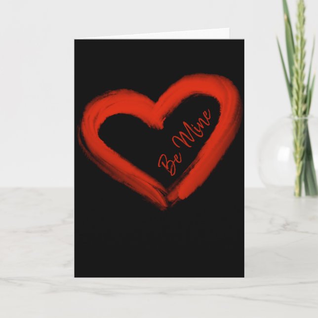 Be Mine Red Valentine's Heart on Black Holiday Card (Front)