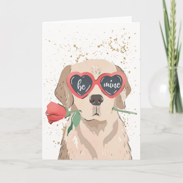 "Be Mine" Retriever Valentine's Day Card (Front)