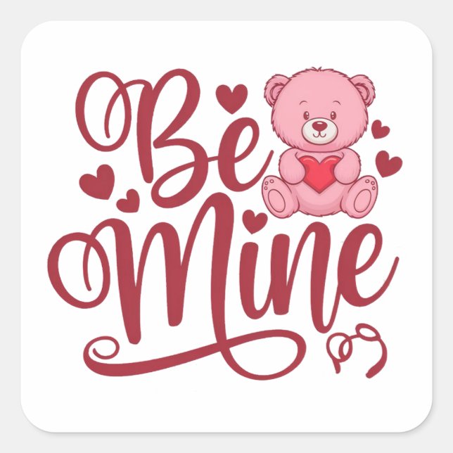 Be Mine Square Sticker (Front)
