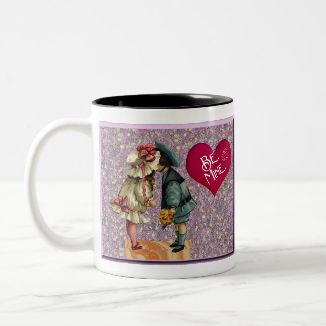 "Be Mine" Sweet Nostalgic Valentine Two-Tone Coffee Mug (Left)