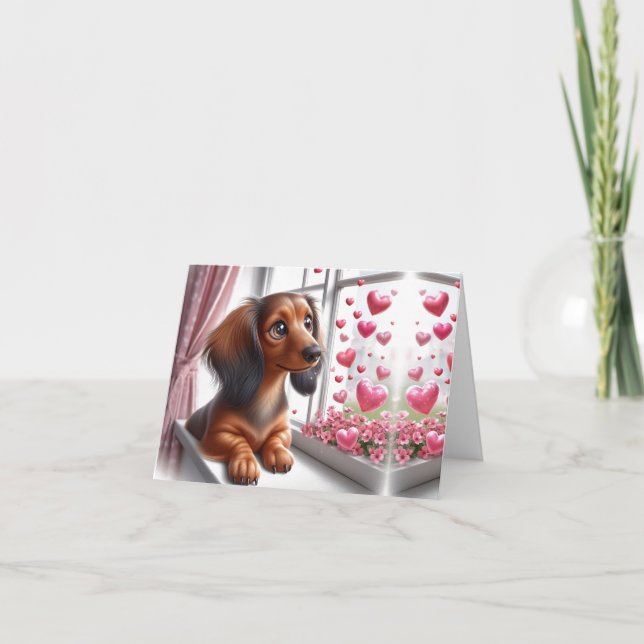 Be Mine Valentine Dachshund Card (Front)