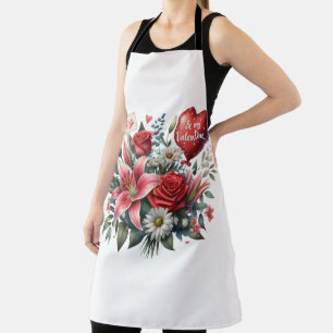 Be Mine Valentine floral/heart Apron