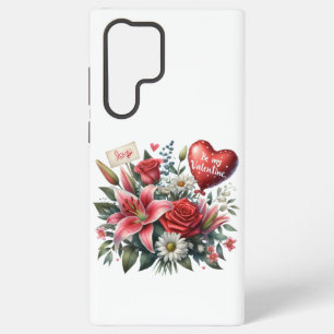 Be Mine Valentine floral/heart  Samsung Galaxy Case