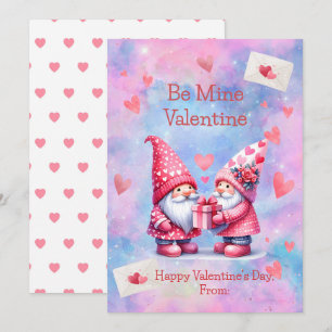 Be Mine Valentine Gnomes Flat Holiday Card