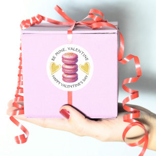 Be Mine Valentine Happy Valentine's Day Macaron Classic Round Sticker