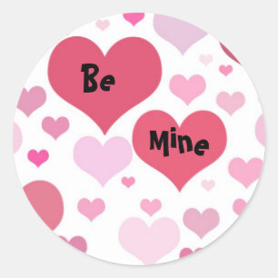 Be Mine Valentine Hearts Classic Round Sticker