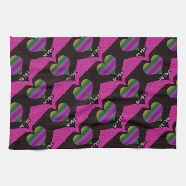 Be Mine Valentine Purple Heart Kitchen Towel (Horizontal)