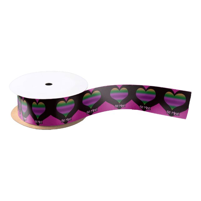 Be Mine Valentine Purple Heart Satin Ribbon (Spool)