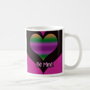 Be Mine Valentine Purple Stripe Heart Coffee Mug