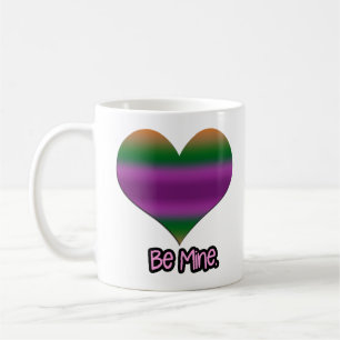 Be Mine Valentine Purple Stripe Heart Coffee Mug