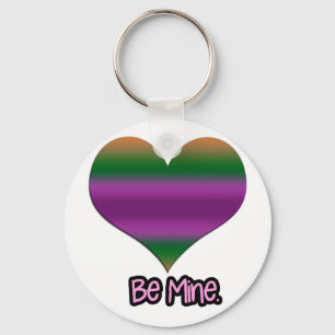 Be Mine Valentine Purple Stripe Heart Keychain