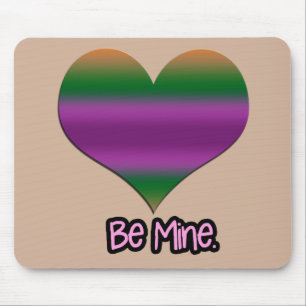 Be Mine Valentine Purple Stripe Heart Mouse Pad
