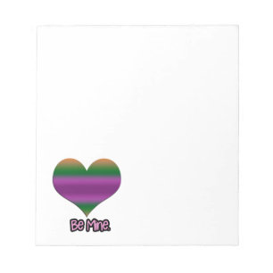 Be Mine Valentine Purple Stripe Heart Notepad