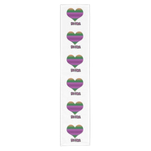 Be Mine Valentine Purple Stripe Heart Short Table Runner