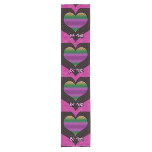 Be Mine Valentine Purple Stripe Heart Short Table Runner