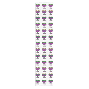Be Mine Valentine Purple Stripe Heart Short Table Runner