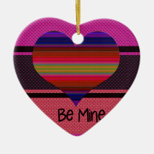 Be Mine Valentine Rainbow Heart Ceramic Ornament