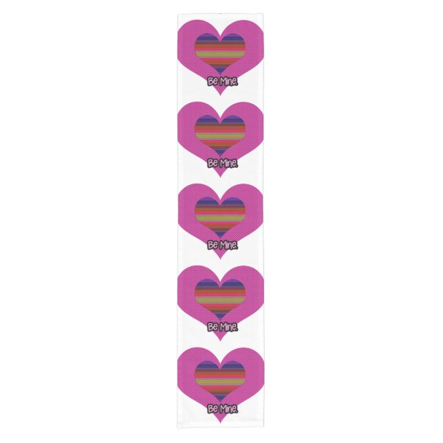 Be Mine Valentine Rainbow Heart Short Table Runner (Front)