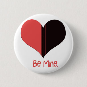 Be Mine Valentine Red Stripe Heart 2 Inch Round Button