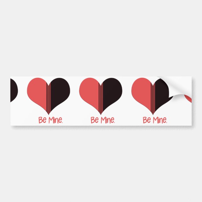 Be Mine Valentine Red Stripe Heart Bumper Sticker (Front)