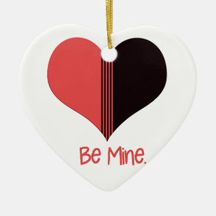 Be Mine Valentine Red Stripe Heart Ceramic Ornament