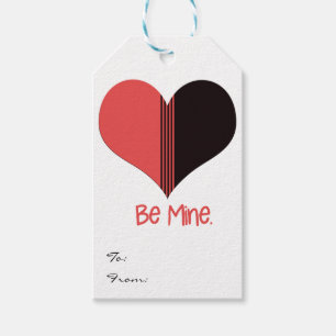Be Mine Valentine Red Stripe Heart Gift Tags