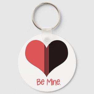 Be Mine Valentine Red Stripe Heart Keychain