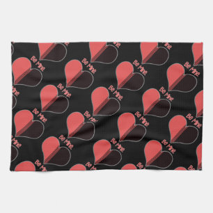 Be Mine Valentine Red Stripe Heart Kitchen Towel