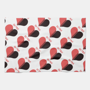 Be Mine Valentine Red Stripe Heart Kitchen Towel