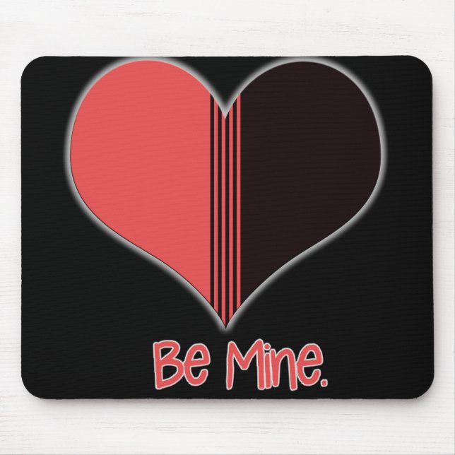 Be Mine Valentine Red Stripe Heart Mouse Pad (Front)