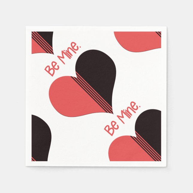 Be Mine Valentine Red Stripe Heart Napkin (Front)