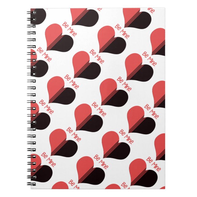 Be Mine Valentine Red Stripe Heart Notebook (Front)