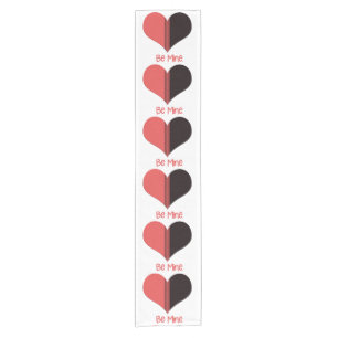 Be Mine Valentine Red Stripe Heart Short Table Runner