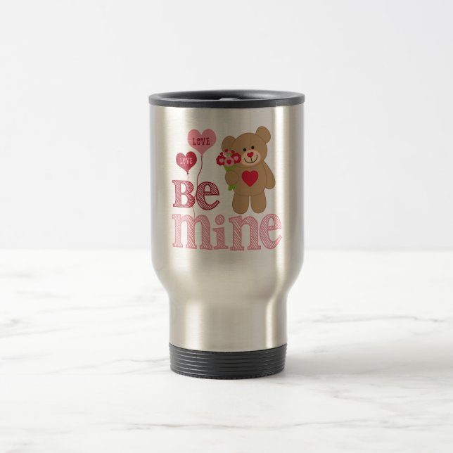 Be Mine Valentine Teddy Travel Mug (Center)