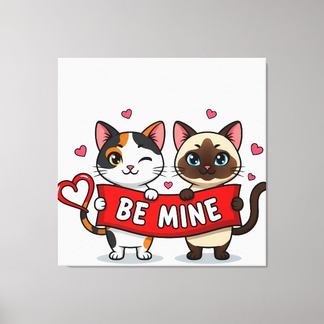 BE MINE Valentine's Cats | Cute Kittens with Love Canvas Print (Front)